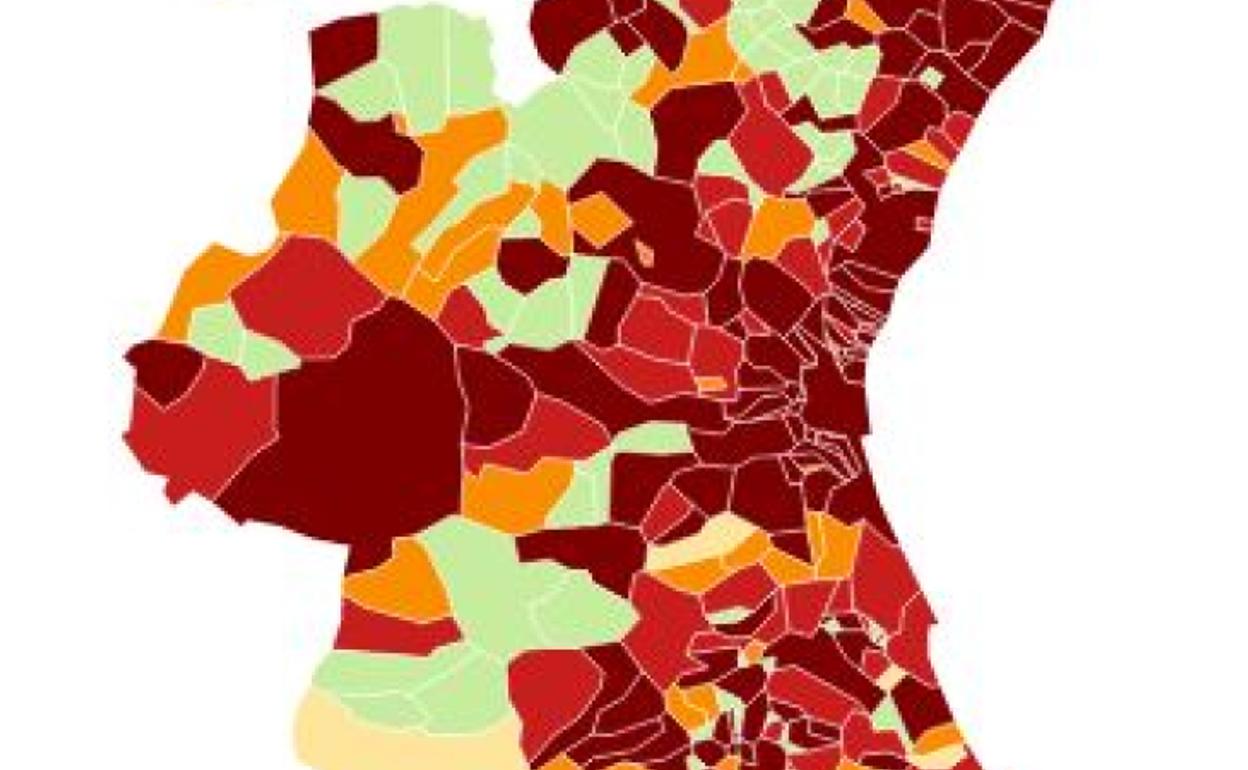 Así está la incidencia acumulada en todos los municipios valencianos