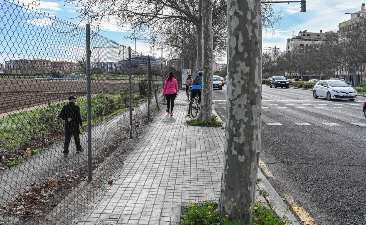 Tramo de la ronda norte por donde pasará el futuro carril ciclista hasta Burjassot. 