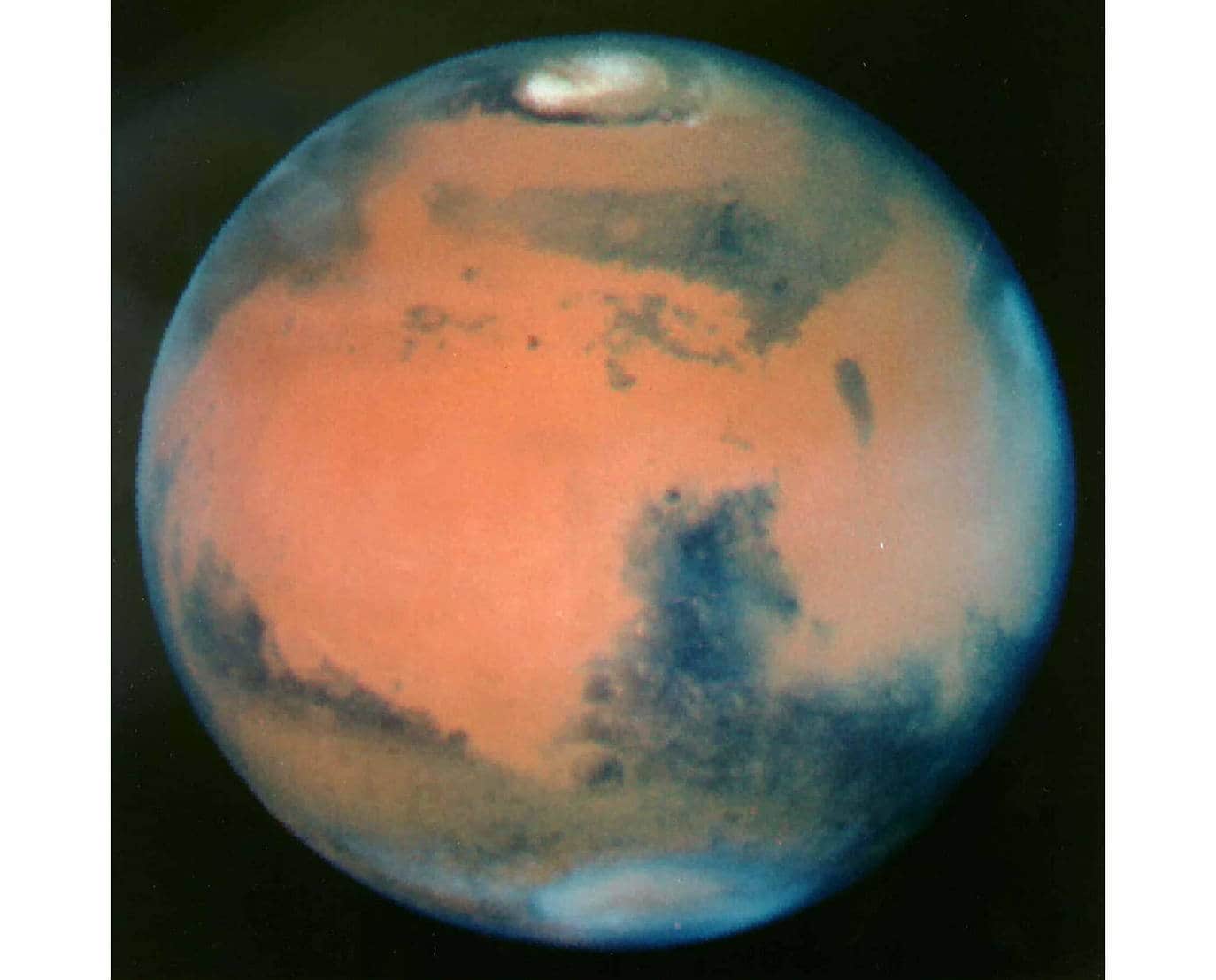 Foto de archivo del planeta Marte tomada por el telescopio Hubble.