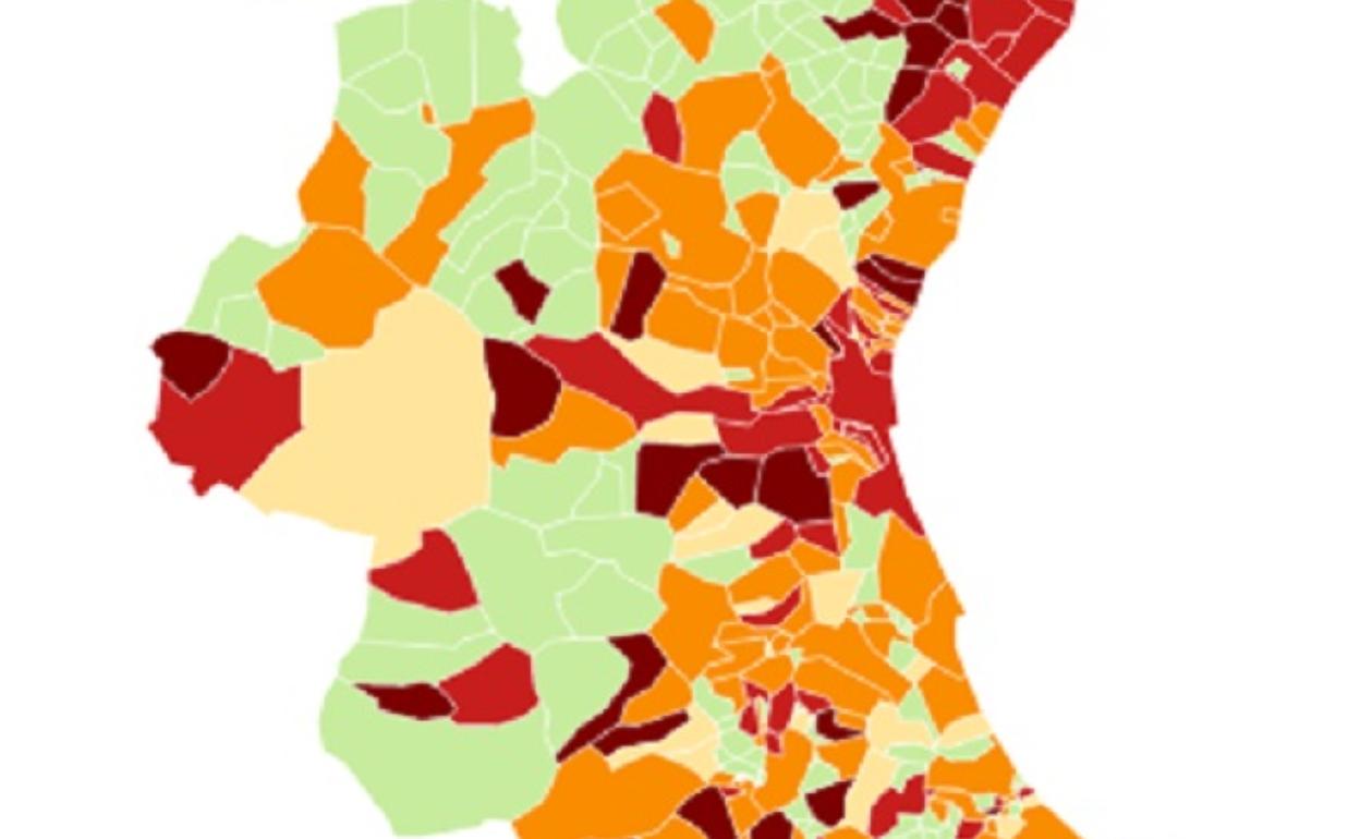 Así está la incidencia acumulada en todos los municipios valencianos