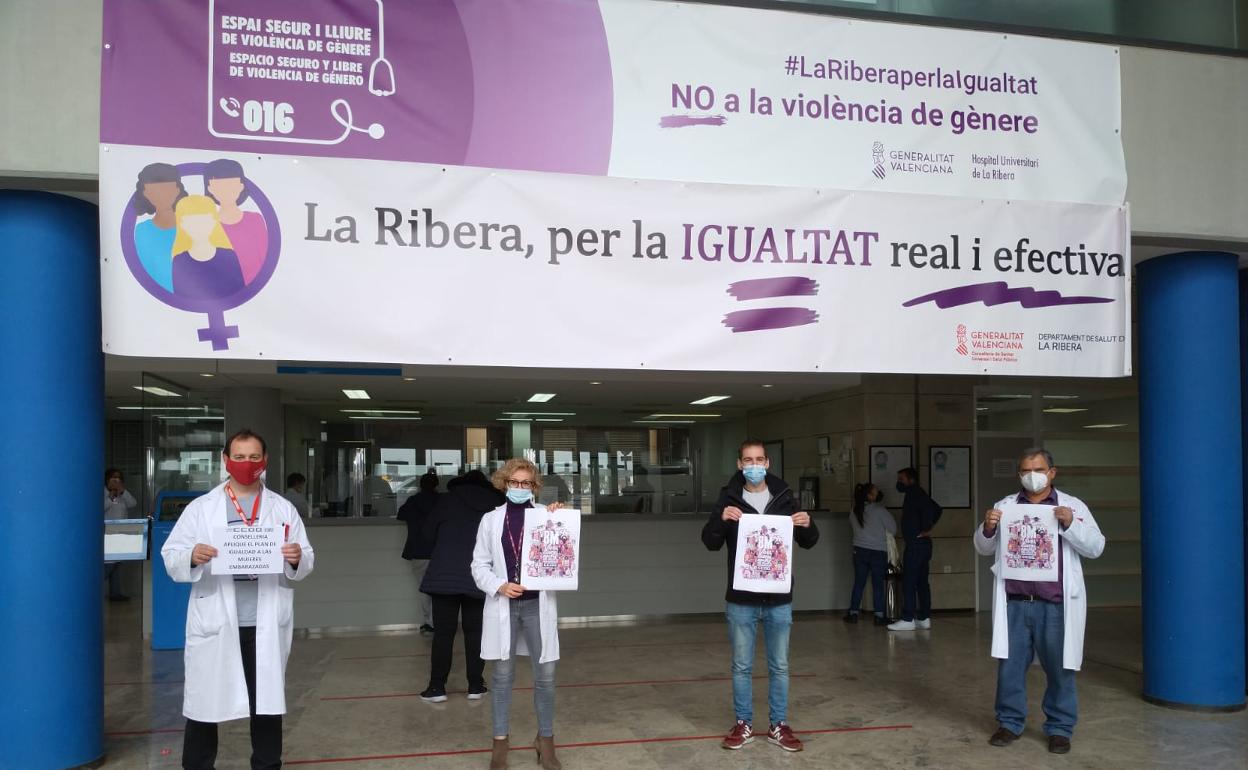 Protesta sindical en el día de la Mujer. 