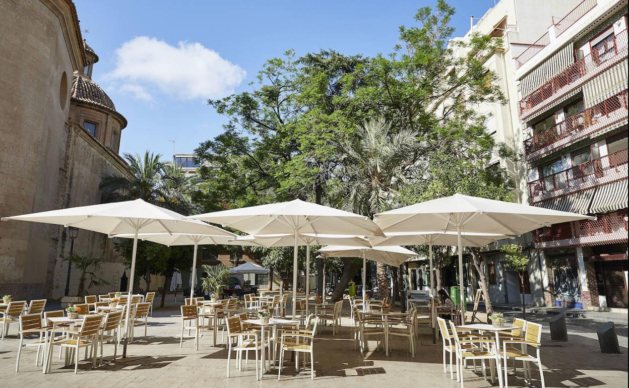 Terraza en un bar del Carmen el pasado julio. 