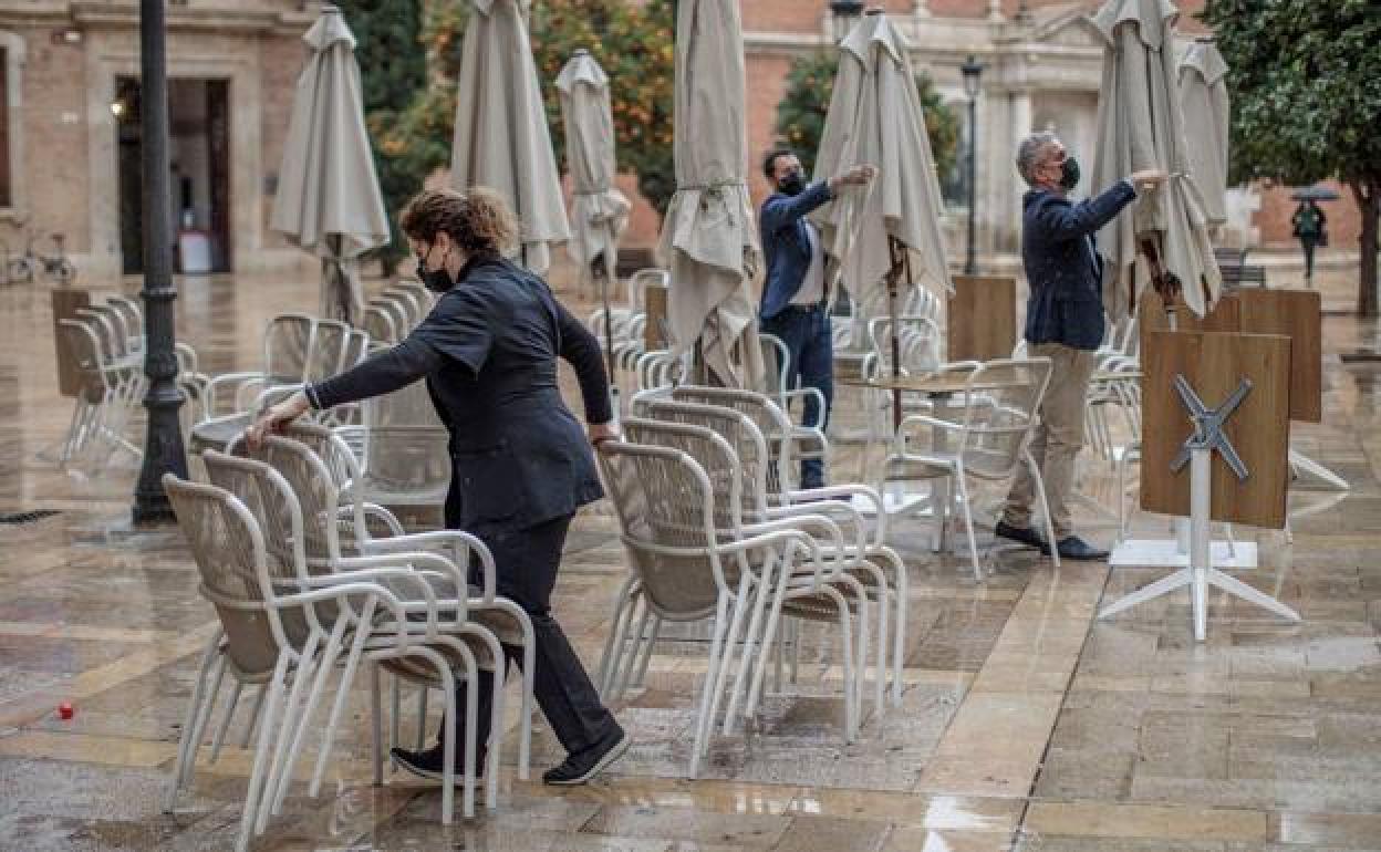 Terraza de un restaurante en Valencia.