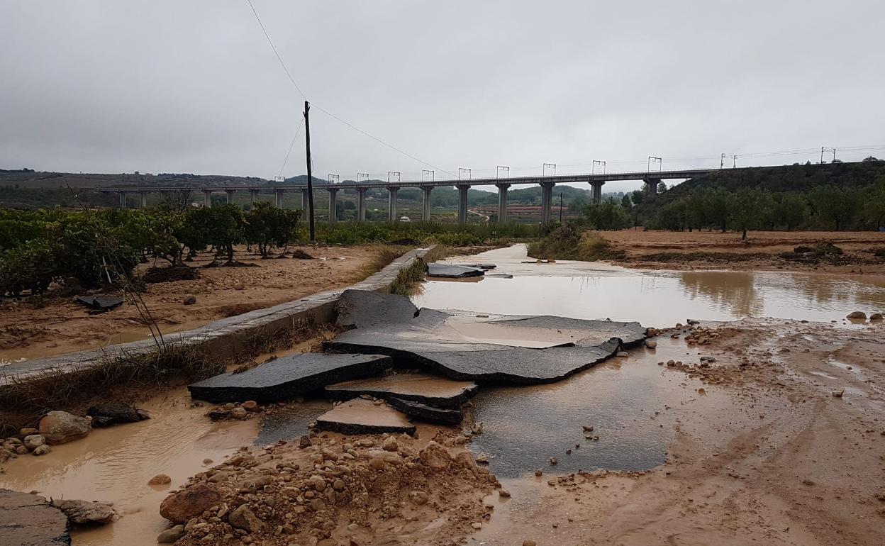 Daños en la Font de la Figuera por las inundaciones. 