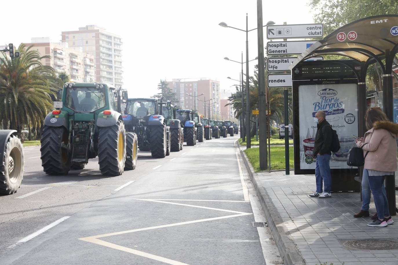 Decenas de tractores han recorrido varios municipios de Valencia y calles de la ciudad para protestar en defensa del sector arrocero, lo que ha provocado retenciones de tráfico a primera hora de este martes. 