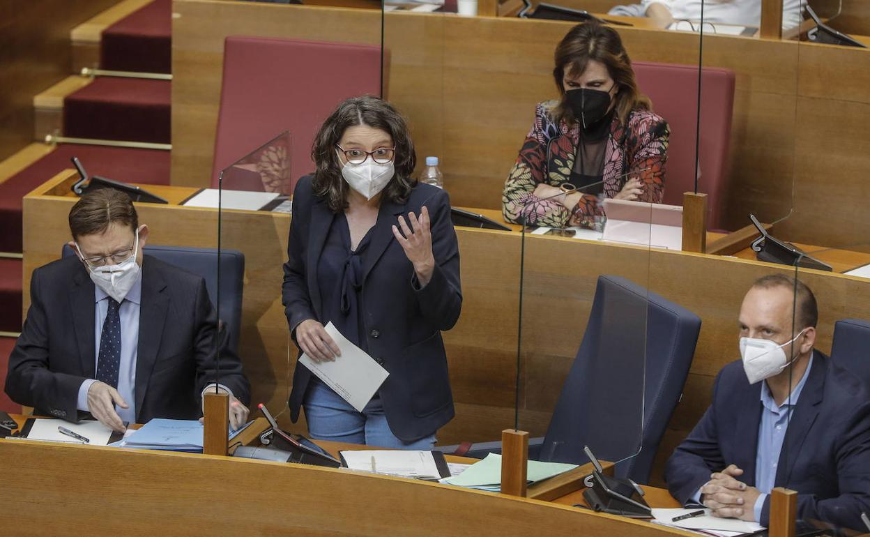 El presidente Puig, junto a los vicepresidentes Oltra y Martínez Dalmau 