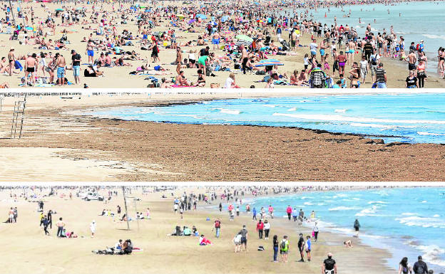 Comparativa de la ocupación de las playas en la Comunitat, en 2019, 2020 y 2021.