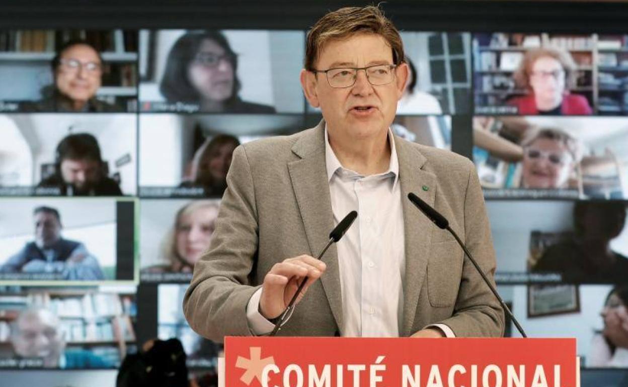 El presidente de la Generalitat, Ximo Puig, en el discurso del comité nacional del PSPV. 