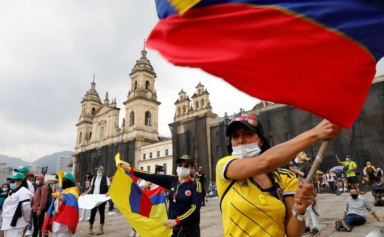 Protesta celebrada en Bogotá (Colombia).