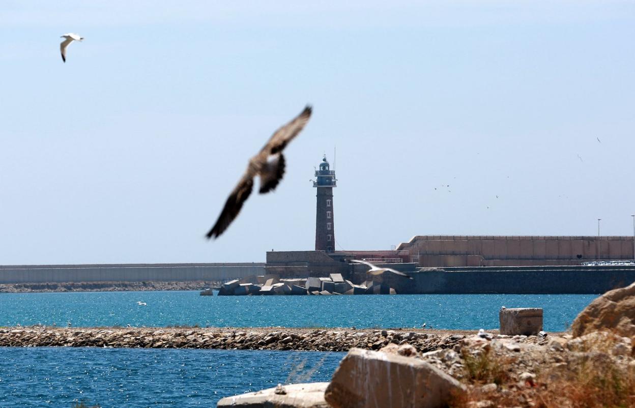 Faro en el interior del puerto de Valencia. txema rodríguez