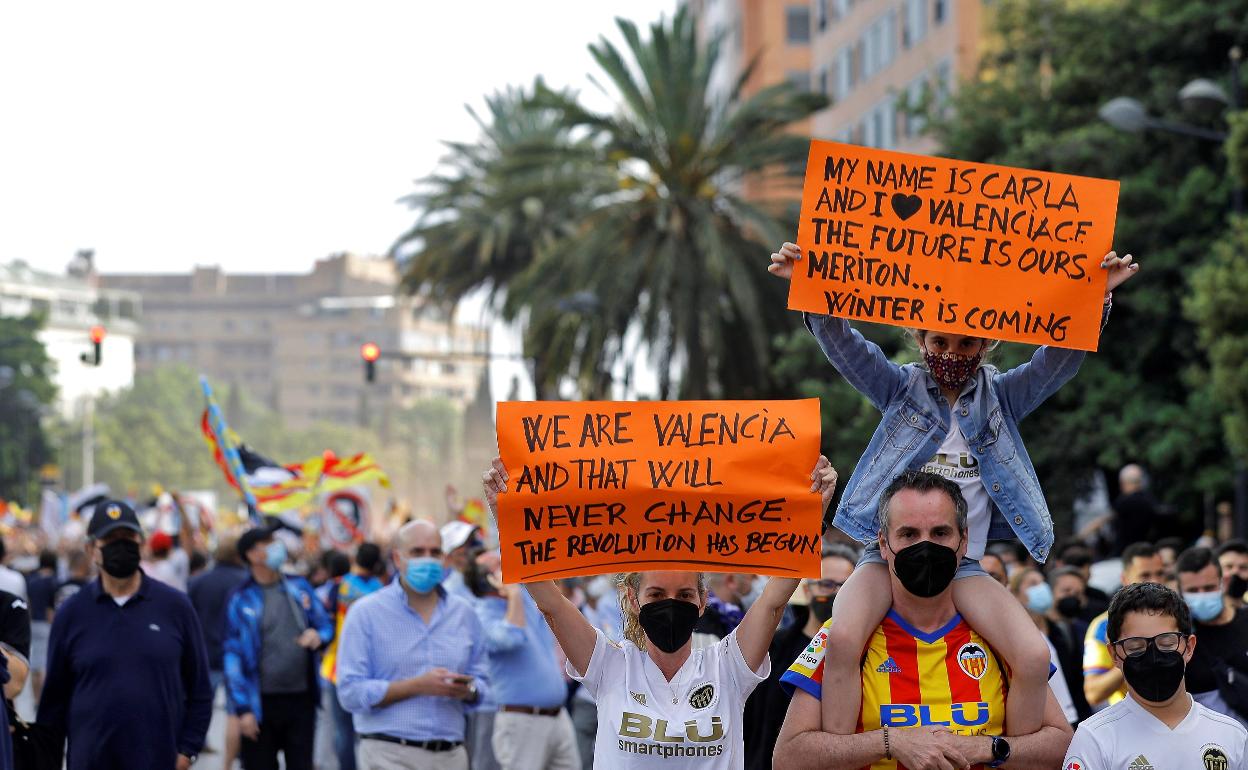 Un momento de la última manifestación convocada por Curva Nord y Libertad VCF.