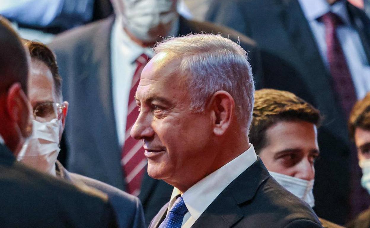 Benjamín Netanyahu durante un acto este lunes.