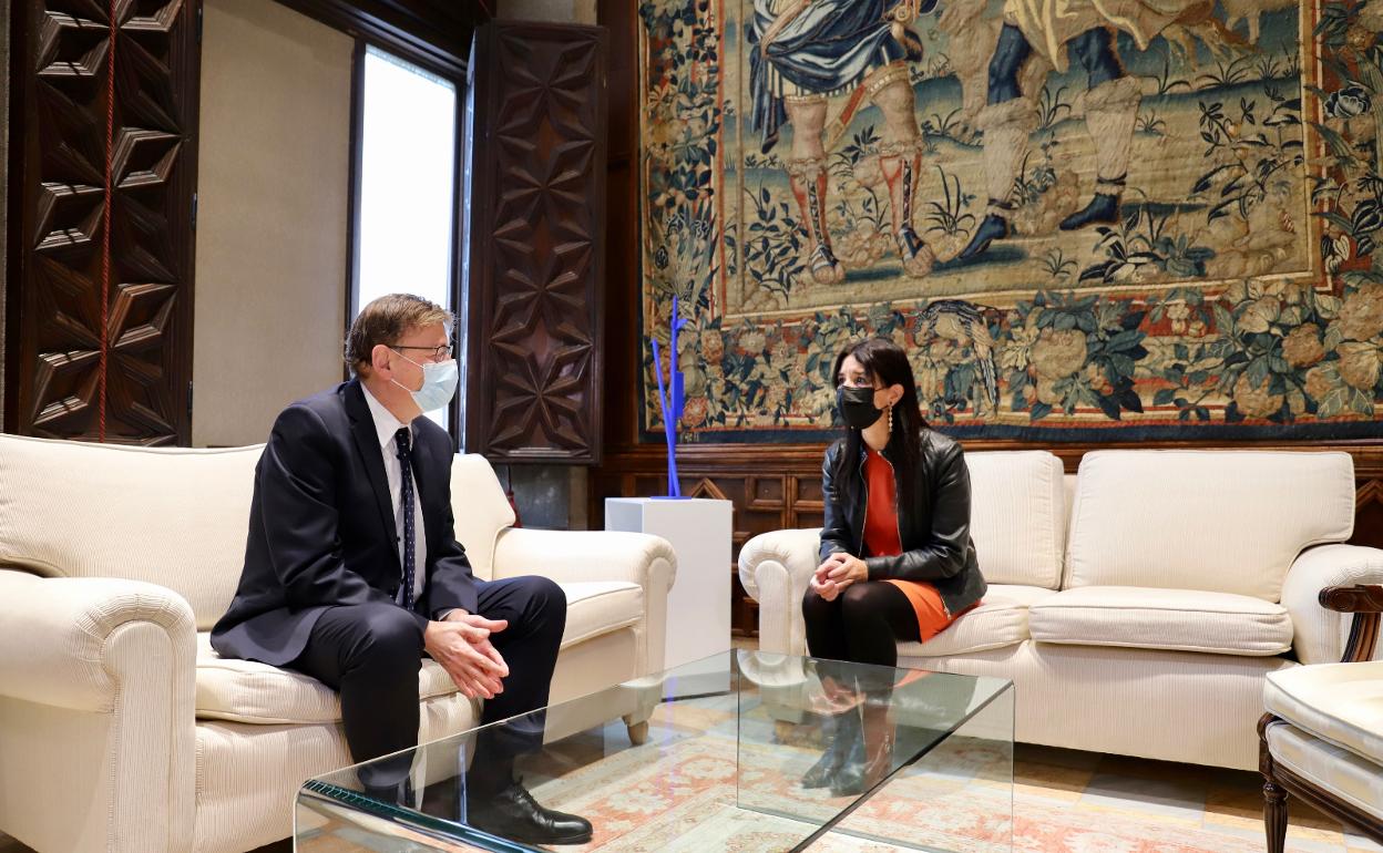 Reunión de Ximo Puig y Ruth Merino en el Palau de la Generalitat.