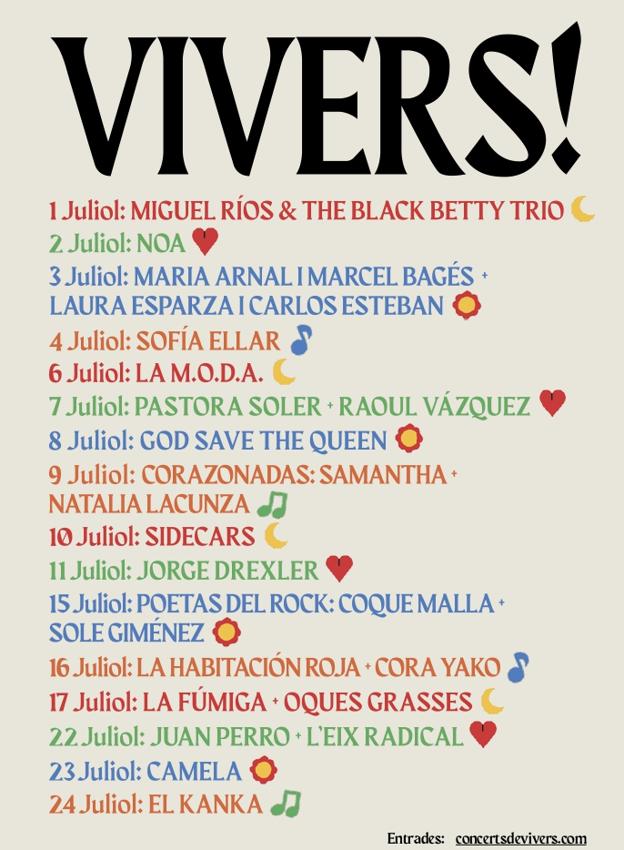 Cartel de los conciertos de Viveros. 