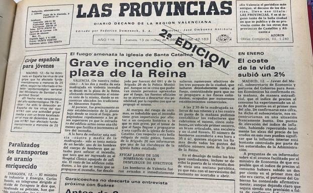 Edición de 1980 de LAS PROVINCIAS en la que se publicó la crónica del incendio de Almacenes España.