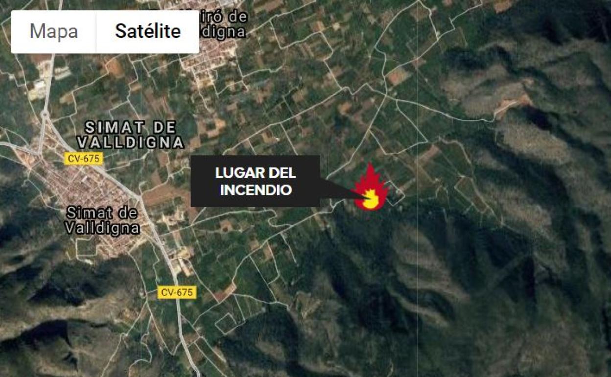 Incendio en Simat de Valldigna (Valencia) |Controlado el incendio forestal declarado en La Fontarda, en Simat de Valldigna