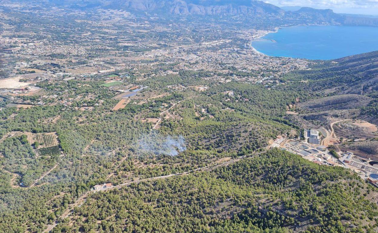 Incendio forestal declarado este lunes en Serra Gelada. 