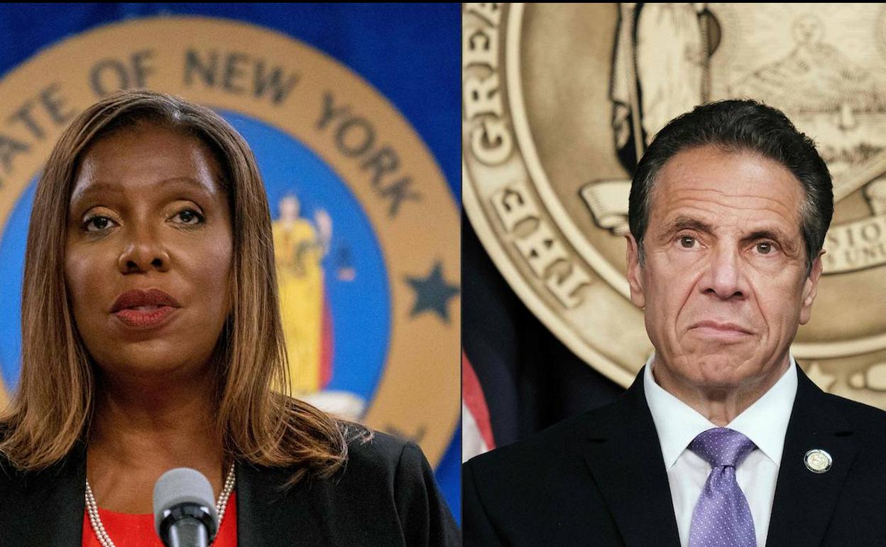 Letitia James y Andrew Cuomo.