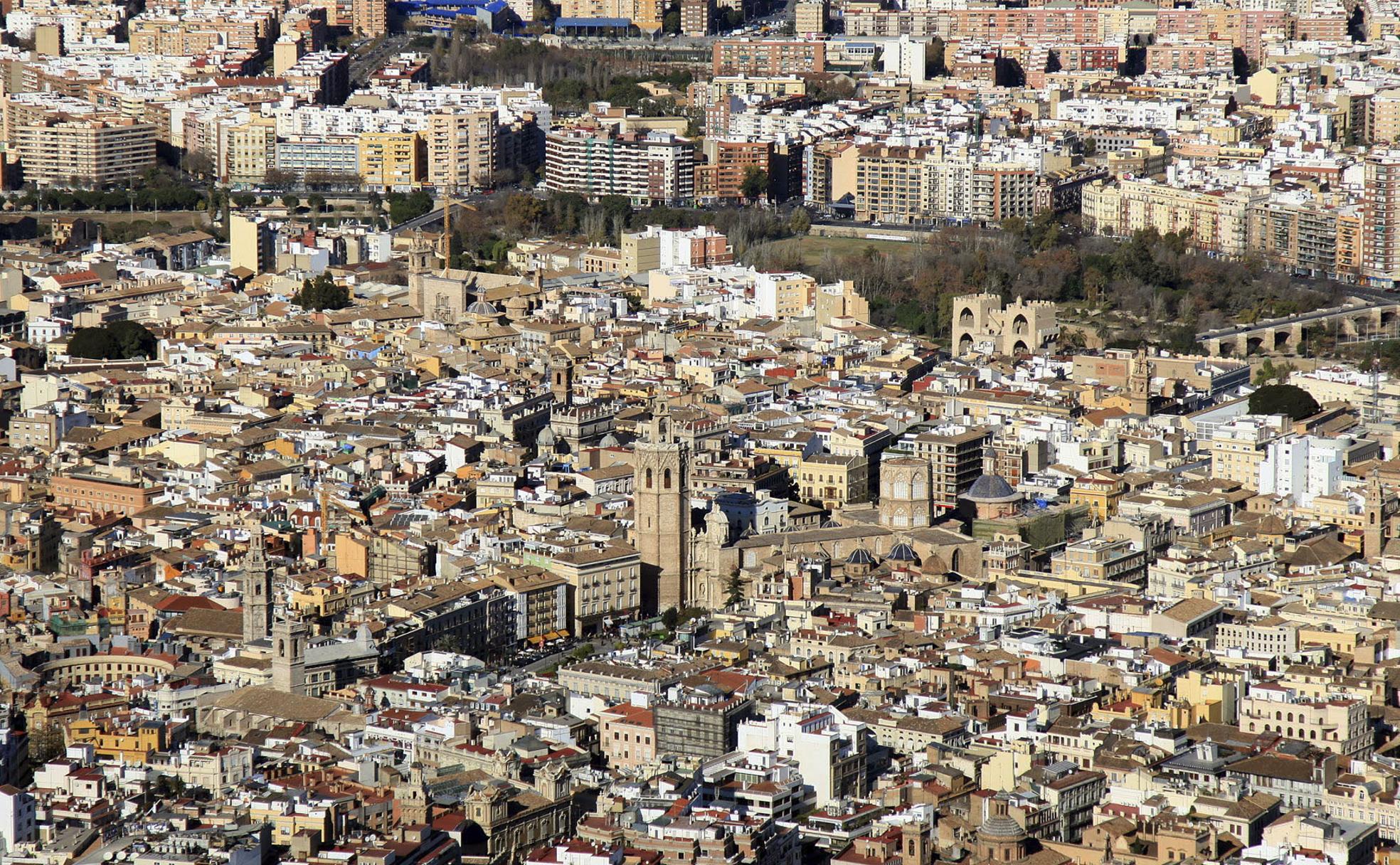 Vista aérea de la ciudad de Valencia.