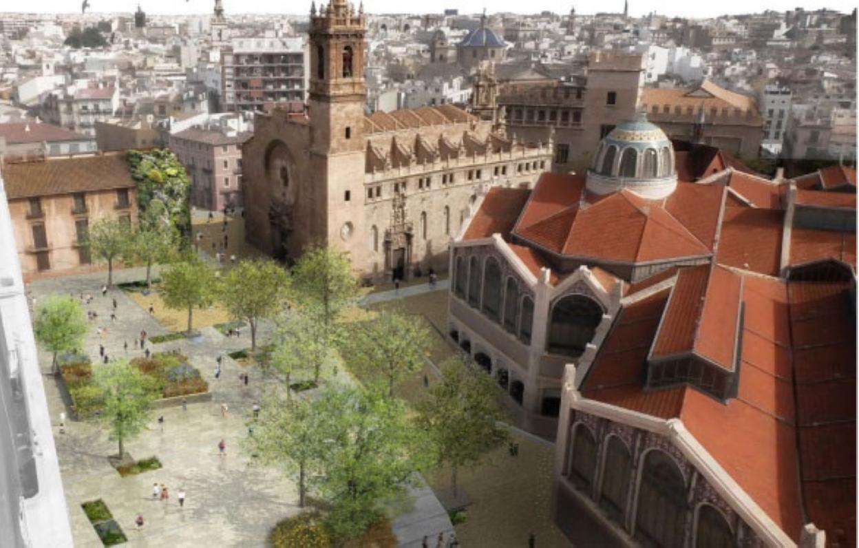 Propuesta para las pérgolas de la plaza Ciudad de Brujas que fueron desestimadas. 