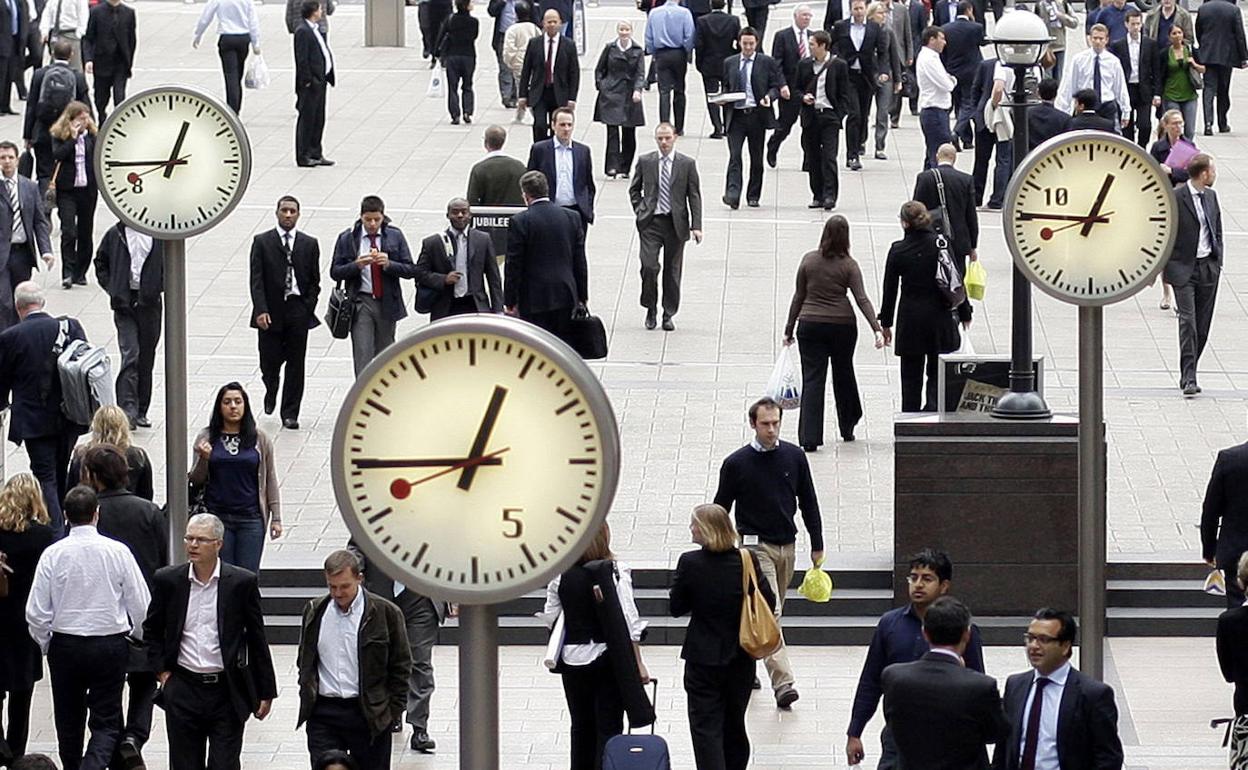 Trabajadores en la City de Londres. 