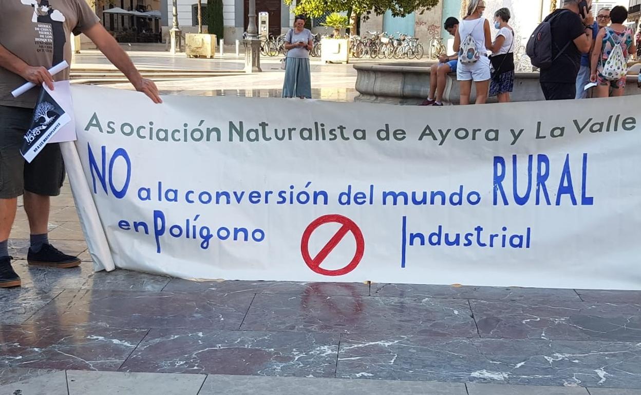 Asociaciones del Valle de Ayora participaron en la concentración del pasado miércoles contra las macroplantas. 