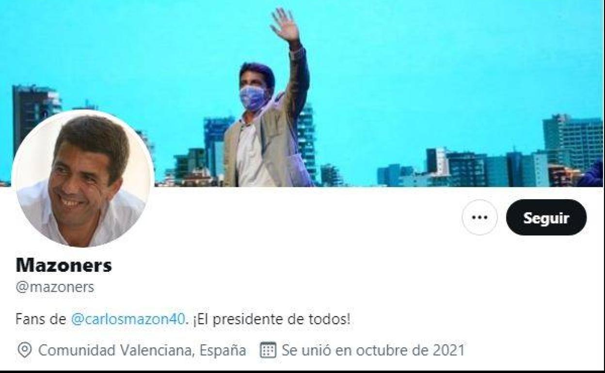 Captura de pantalla de la cuenta de fans de Carlos Mazón. 