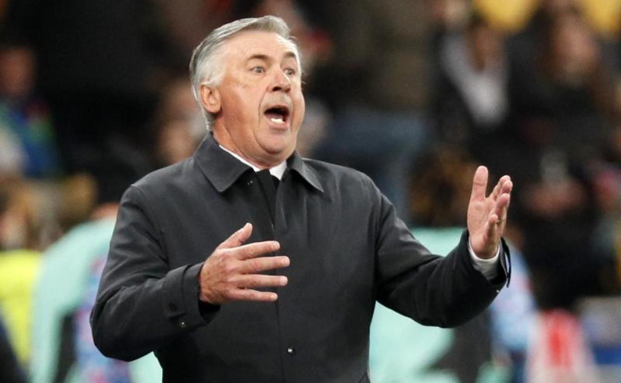 Carlo Ancelotti, durante el Shakhtar-Real Madrid.