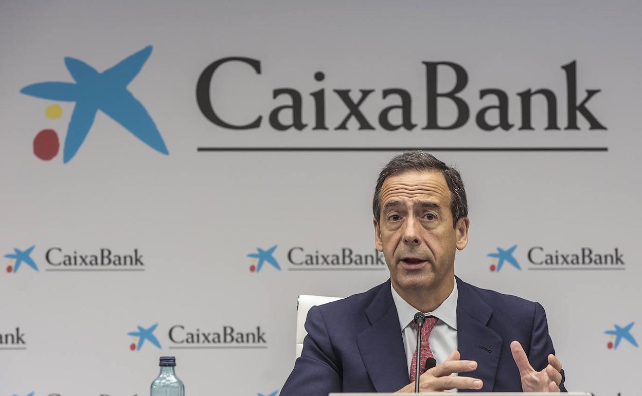 El consejero delegado de CaixaBank, Gonzalo Gortázar, en la presentación de resultados. 