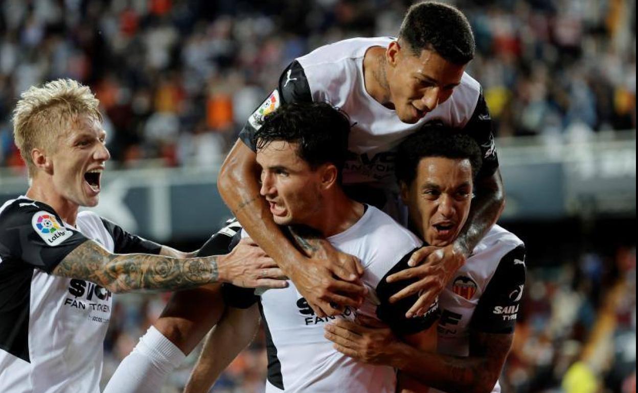 Wass, Guillamón, Costa y Marcos André en el gol frente al Villarreal