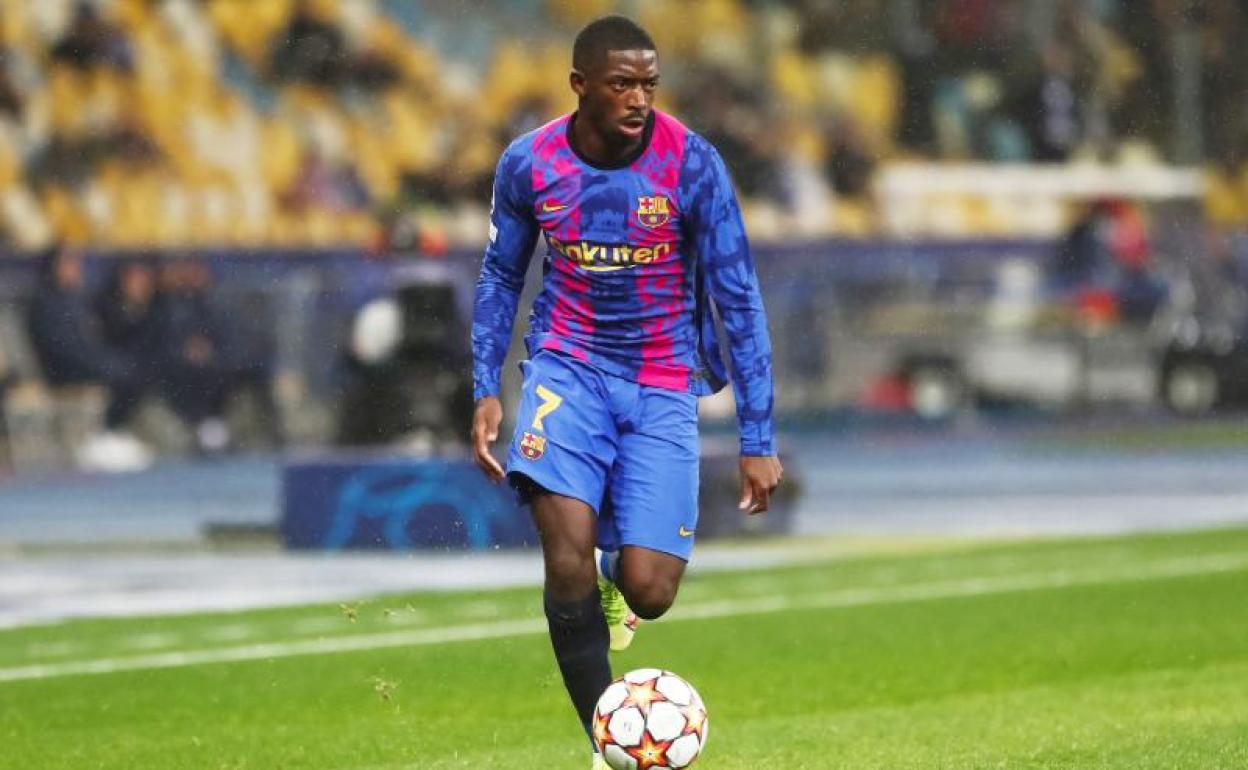 Ousmane Dembélé, durante el partido ante el Dinamo de Kiev. 