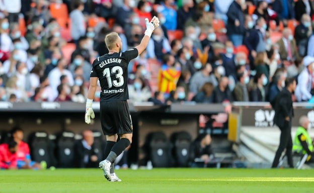 Jasper Cillessen, durante el partido frente al Atlético en el que poco más pudo hacer en los tres goles rivales. 