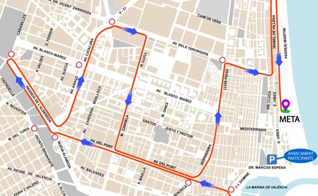 Calles cortadas este domingo por la carrera 15K y 7,5K Valencia Abierta al Mar