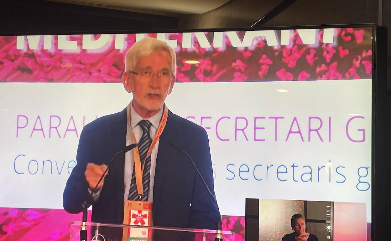 Joan Lerma, durante su discurso, el más ovacionado de la tarde. 