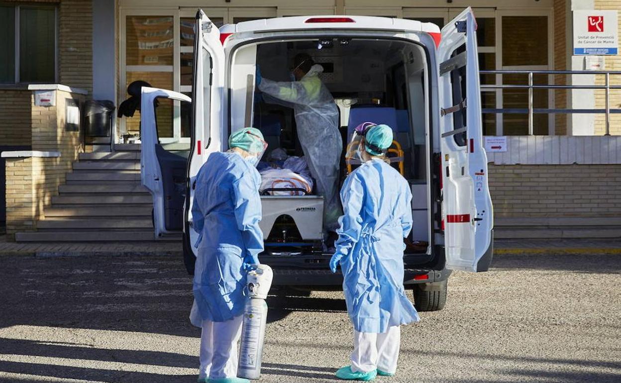 Personal sanitario atiende a un enfermo de Covid en la UCI de un hospital valenciano.