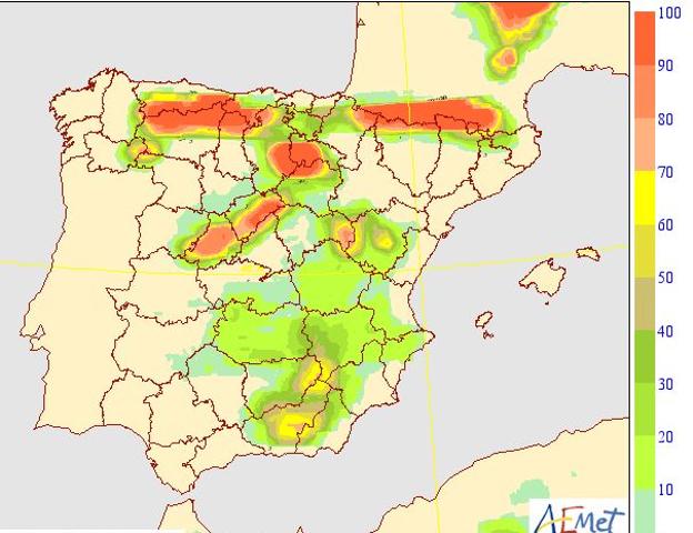 Probabilidad de nieve de 0,5 mm el viernes 26 de noviembre. 