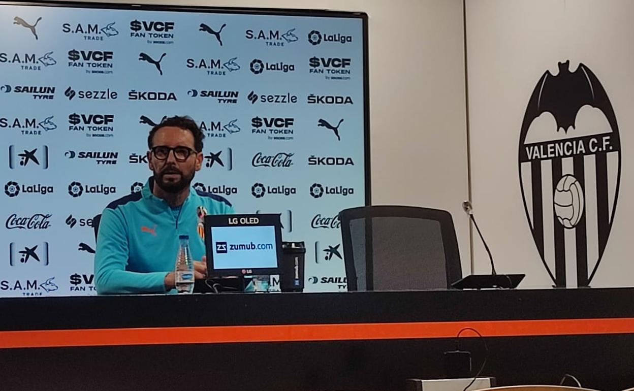 José Bordalás, en la sala de prensa de Mestalla