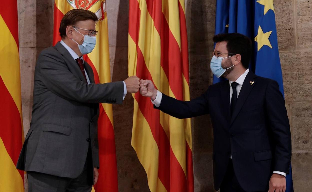 El presidente Puig, junto al president Aragonés, el pasado mes de septiembre.