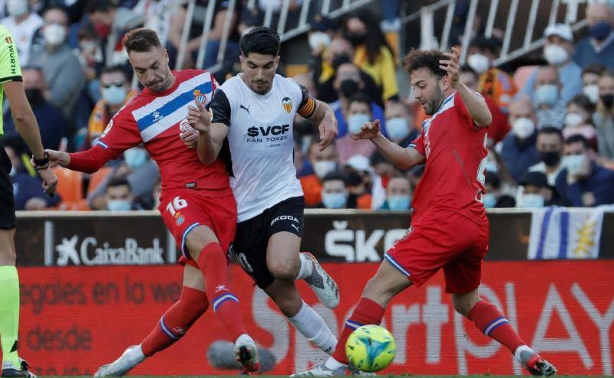 Soler en el partido contra el Espanyol