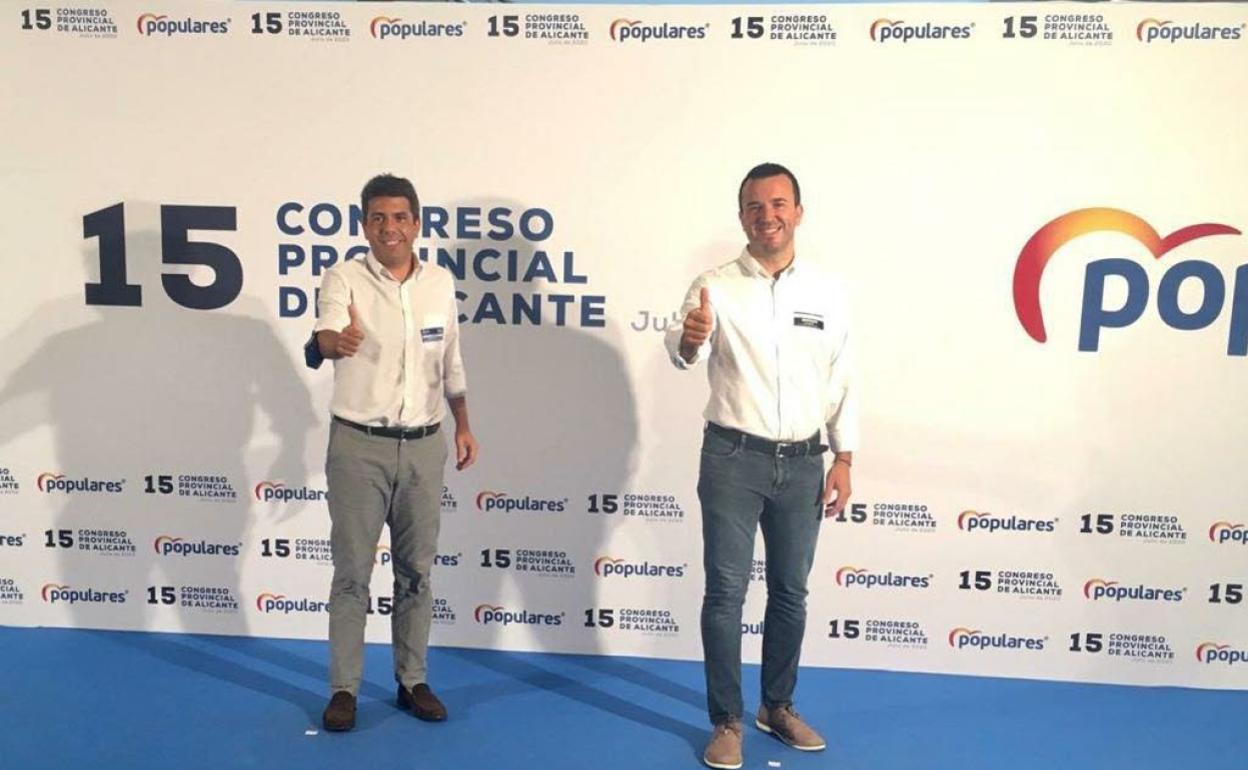 El presidente regional del PPCV, Carlos Mazón, y el líder provincial, Vicente Mompó. 