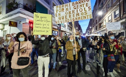 Protesta de vecinos de Orriols, en imagen de archivo. 