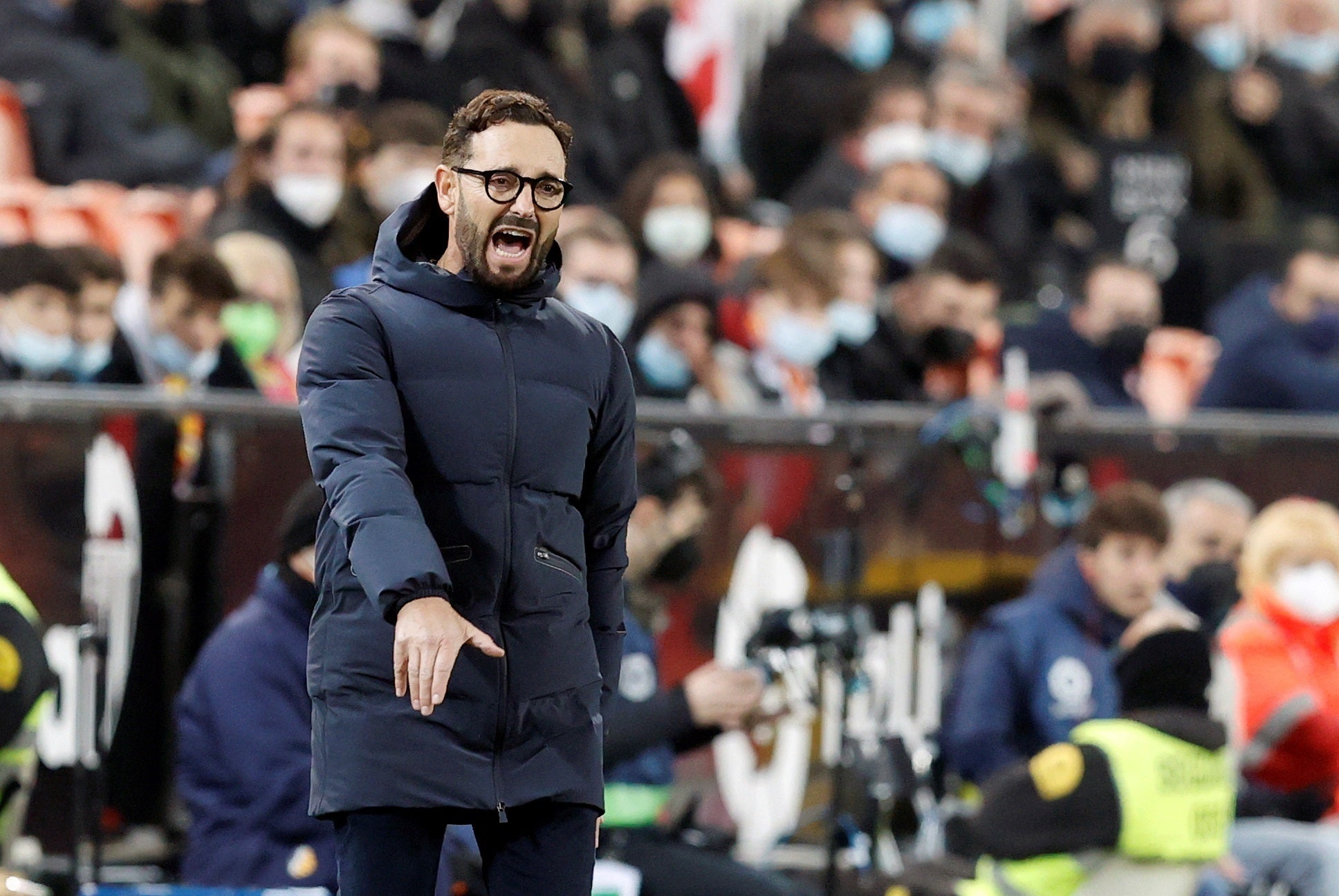 Bordalás, durante el partido ante el Sevilla