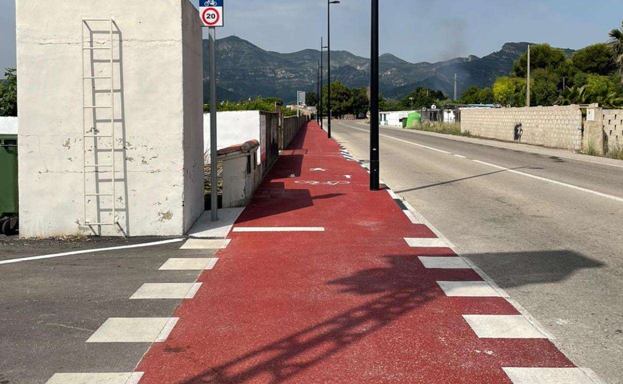 Uno de los tramos del carril bici de Xeraco. 