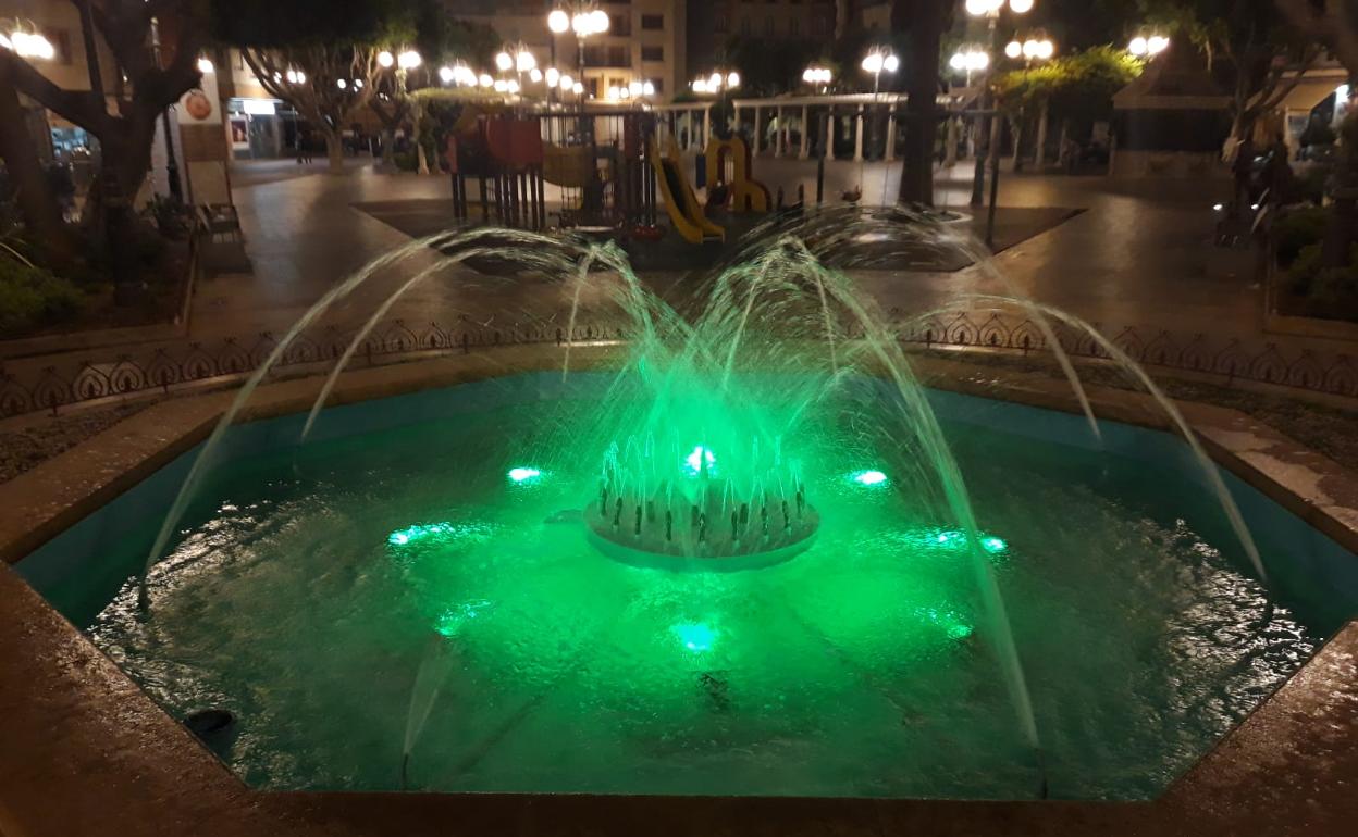 Alzira tiñe de verde sus fuentes para conmemorar el día de esta enfermedad. 