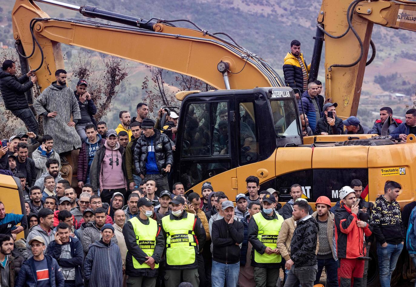 Marruecos se vuelca para sacar al niño del pozo donde cayó el martes 1 de febrero de 2022. 