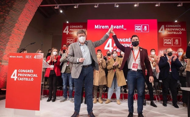 Ximo Puig y Samuel Falomir, en el congreso de Castellón 