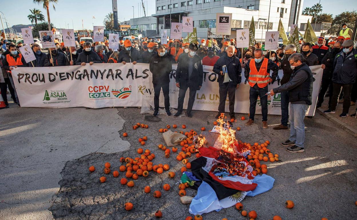 Protesta de agricultores valencianos. 