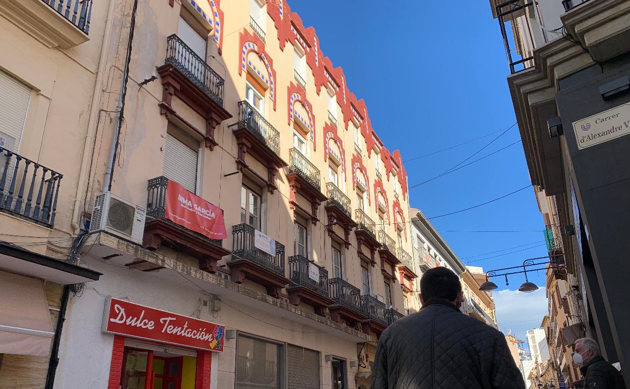 Edificio del Hotel Rex de Gandia, en la calle Mayor. 