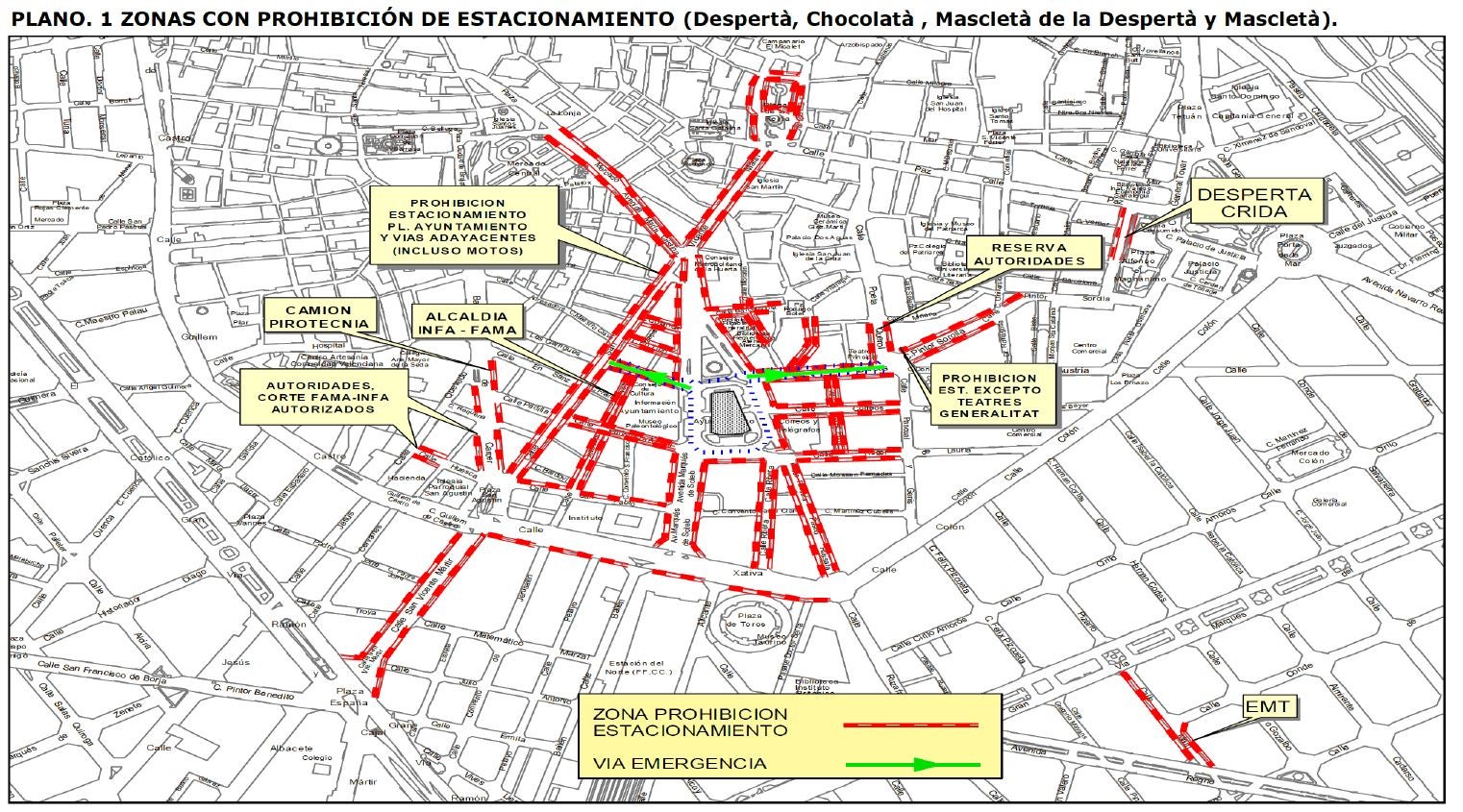 Cortes de calles por los actos diurnos del día de la Crida. 