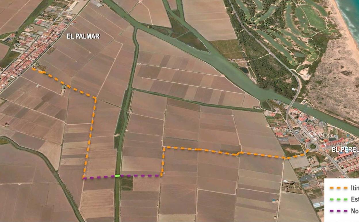 Mapa del itinerario elegido por el Ayuntamiento. 